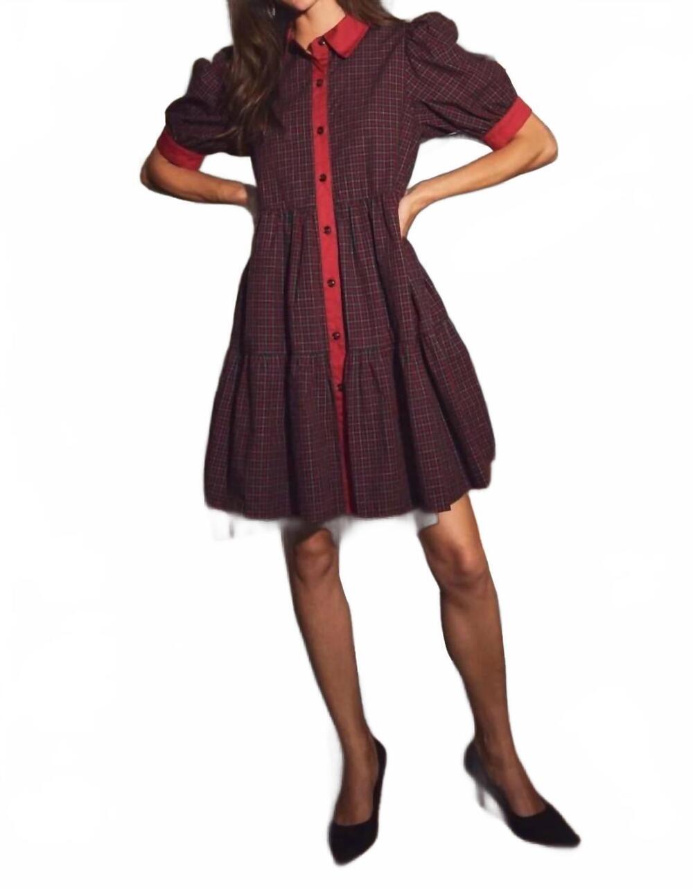 NEW ODDI checkered plaid babydoll dress in red